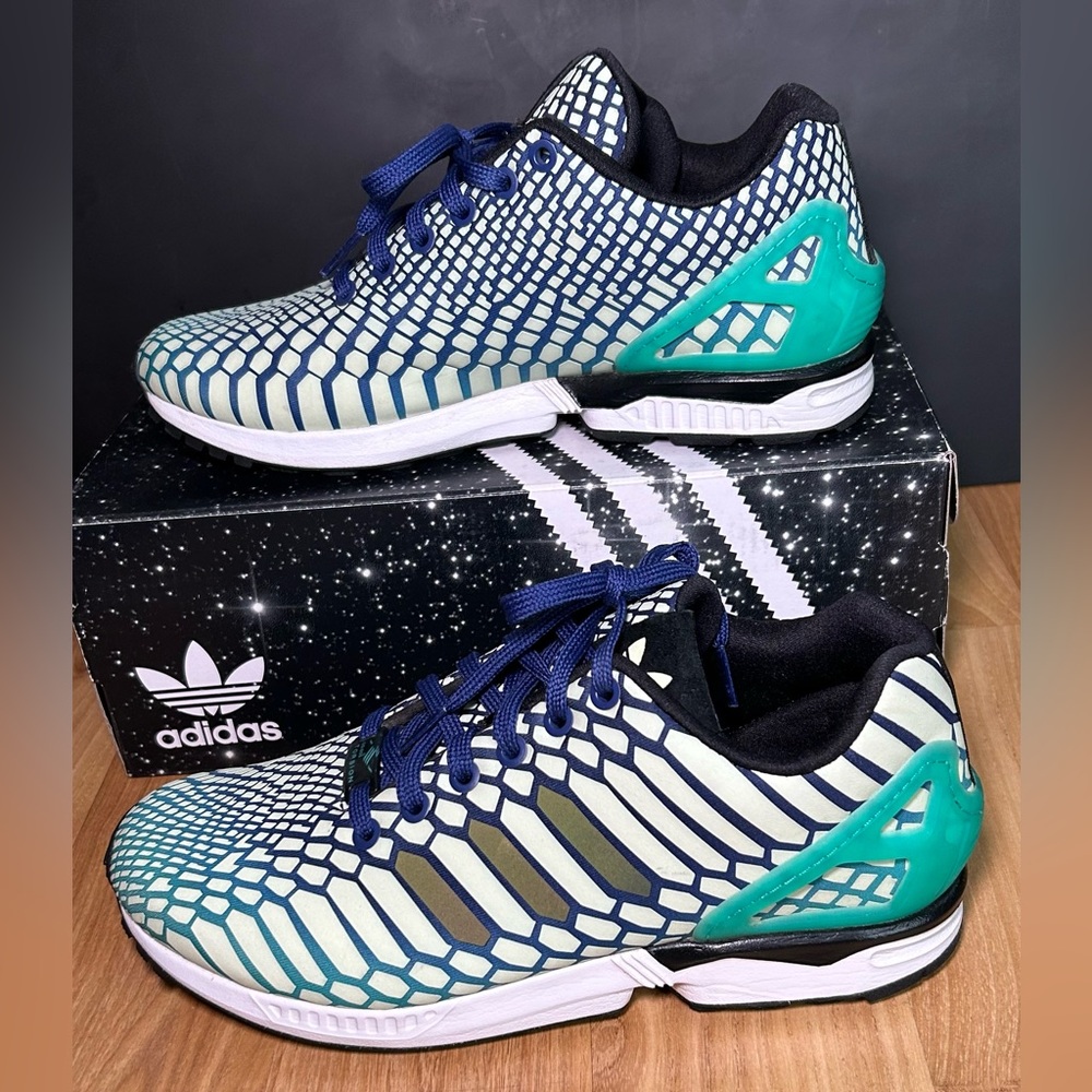 ADIDAS ORIGINALS ZX FLUX xeno AQ8232 GLOW IN THE DARK 3M REFLECTIVE SZ- 7Y